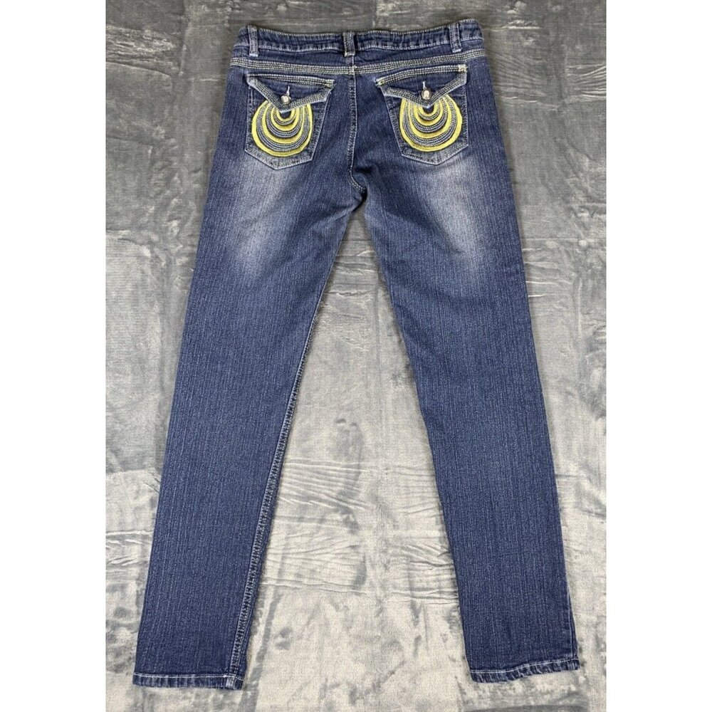 I Love Harlem Women's Size 7 Embroidered Stretch Skinny Denim Jeans - Picture 2 of 10